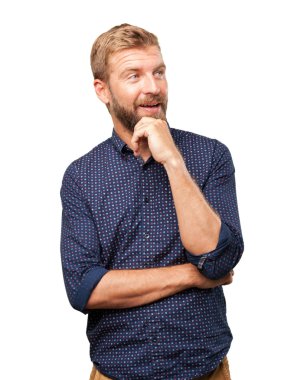 sürpriz ifade ile sarışın iş adamı