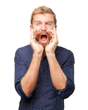 kızgın ifade ile sarışın iş adamı