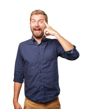 mutlu ifade ile sarışın iş adamı