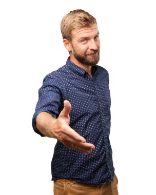 mutlu ifade ile sarışın iş adamı