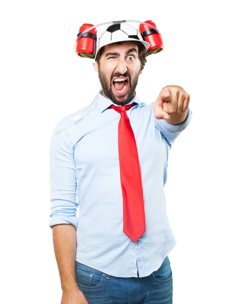 Crazy man with angry expression — Stock Photo, Image