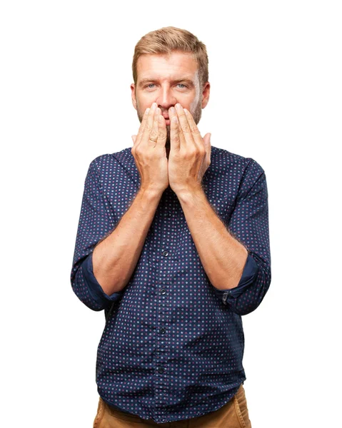 Blond businessman with surprised expression — Stock Photo, Image