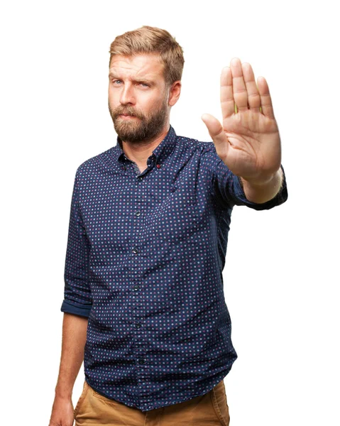 Homem de negócios loiro com expressão irritada — Fotografia de Stock