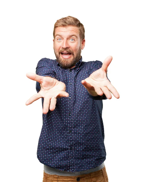 sürpriz ifade ile sarışın iş adamı