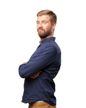 mutlu ifade ile sarışın iş adamı