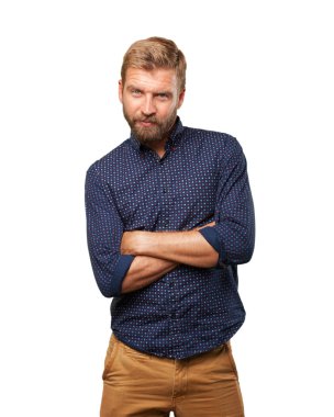 mutlu ifade ile sarışın iş adamı