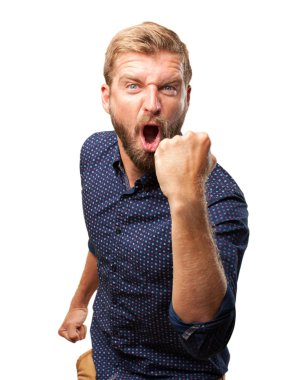 mutlu ifade ile sarışın iş adamı