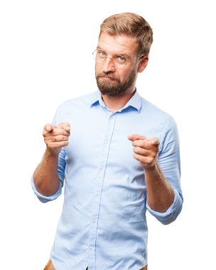 mutlu ifade ile sarışın iş adamı