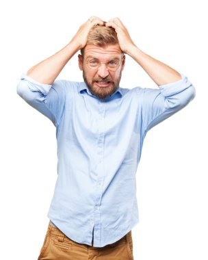 endişeli ifade ile deli iş adamı