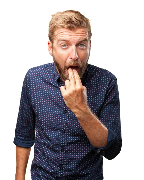 Blond businessman with angry expression — Stock Photo, Image