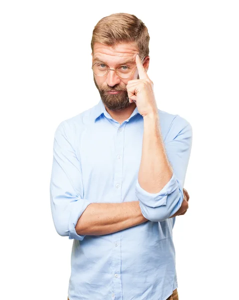 Blonder Geschäftsmann mit glücklichem Gesichtsausdruck — Stockfoto