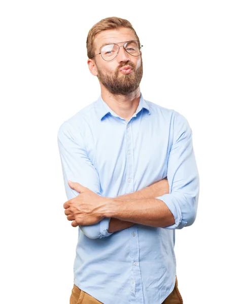 Hombre de negocios rubio con expresión feliz —  Fotos de Stock