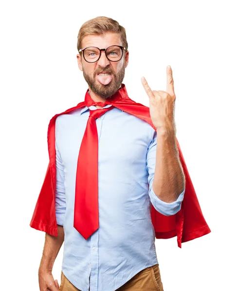 Blond man hero with angry expression — Stock Photo, Image