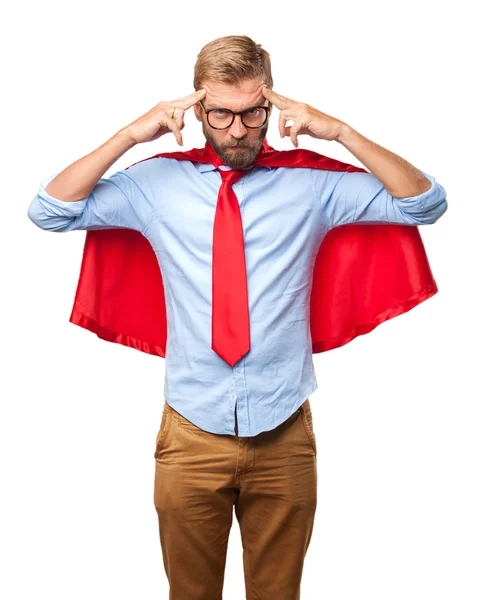 Blond man hero with angry expression — Stock Photo, Image