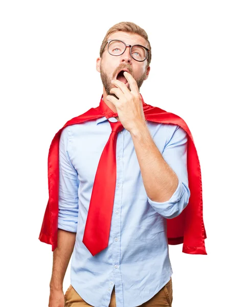 Blonder Held mit glücklichem Gesichtsausdruck — Stockfoto