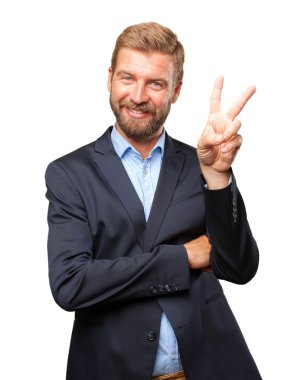 mutlu ifade ile sarışın iş adamı