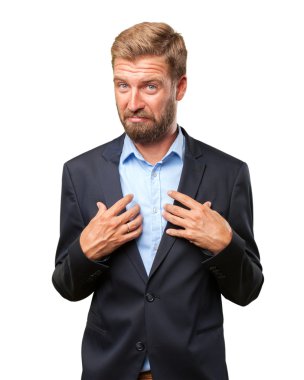 endişeli ifade ile deli iş adamı