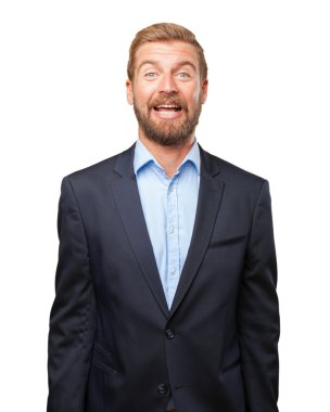 sürpriz ifade ile sarışın iş adamı