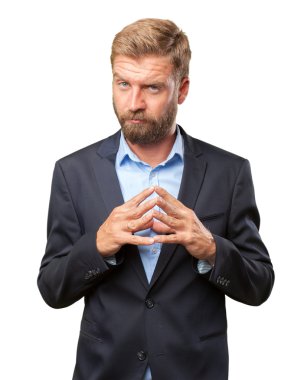 mutlu ifade ile sarışın iş adamı