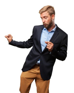 mutlu ifade ile sarışın iş adamı