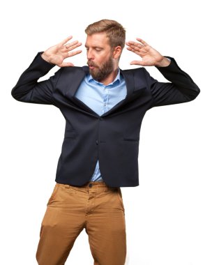 mutlu ifade ile sarışın iş adamı