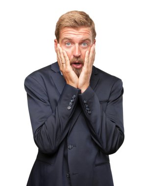 endişeli ifade ile deli iş adamı