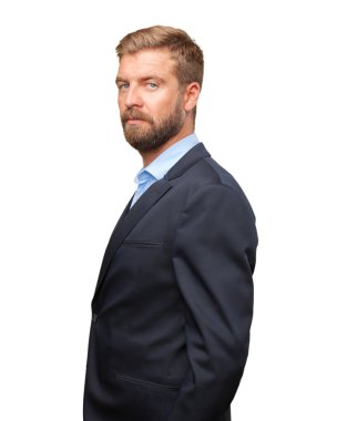 mutlu ifade ile sarışın iş adamı