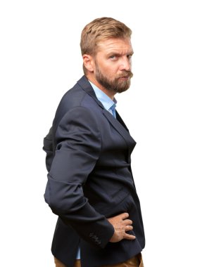 endişeli ifade ile deli iş adamı