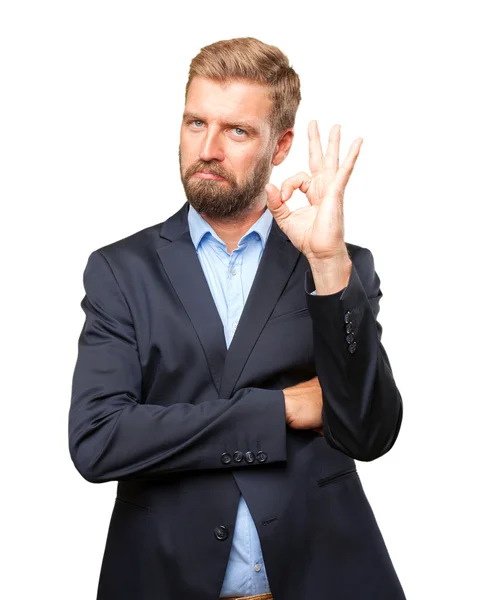 Blonder Geschäftsmann mit glücklichem Gesichtsausdruck — Stockfoto