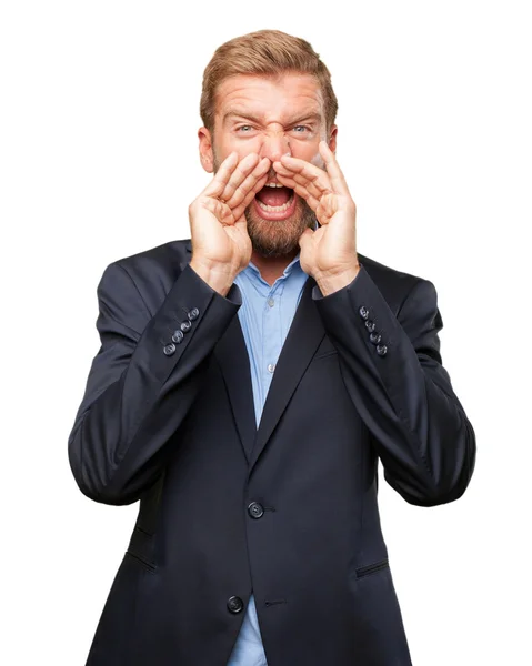 Blond businessman with angry expression — Stock Photo, Image