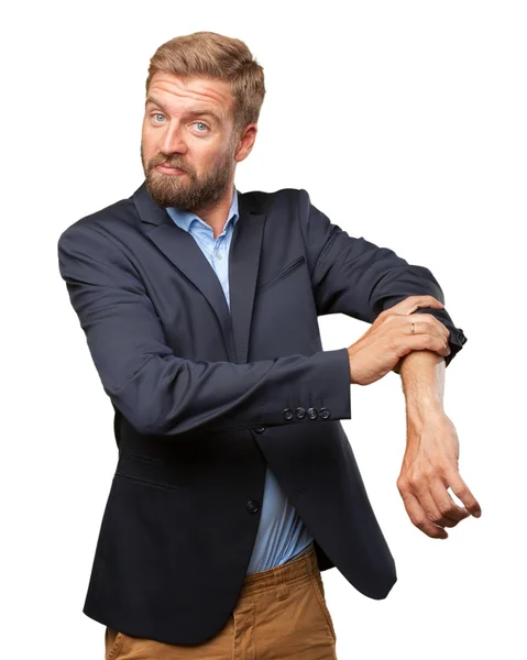 Blond businessman with angry expression — Stock Photo, Image