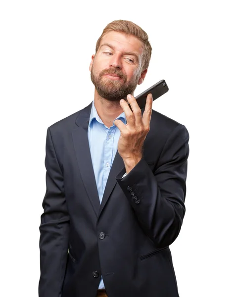 Blond businessman with mobile phone — Stock Photo, Image