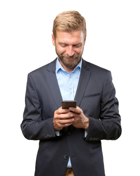Blond businessman with mobile phone — Stock Photo, Image