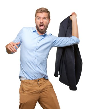 mutlu ifade ile sarışın iş adamı