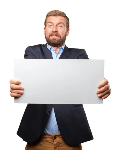 Blond businessman with empty blank — Stock Photo, Image