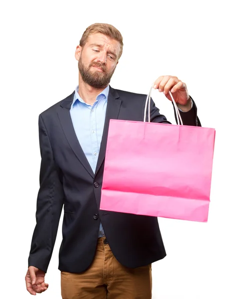 Szőke üzletember, a bevásárló táska — Stock Fotó