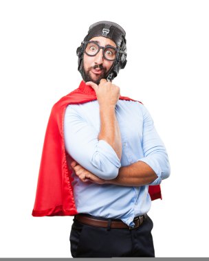 endişeli ifade ile deli kahraman