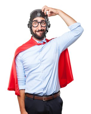 endişeli ifade ile deli kahraman