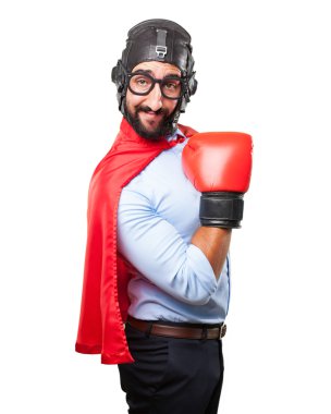 Boks eldiven giymiş deli kahraman