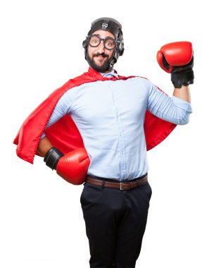 Boks eldiven giymiş deli kahraman