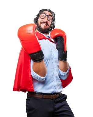 Boks eldiven giymiş deli kahraman