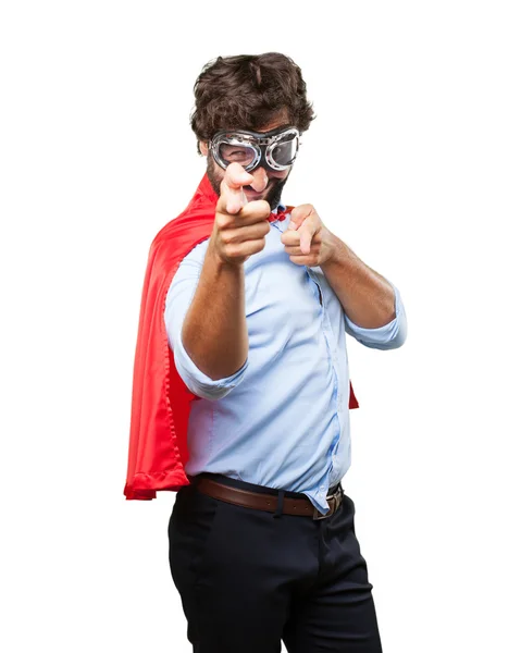 Crazy hero with angry expression — Stock Photo, Image