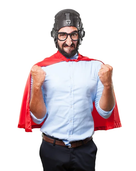 Crazy hero with angry expression — Stock Photo, Image