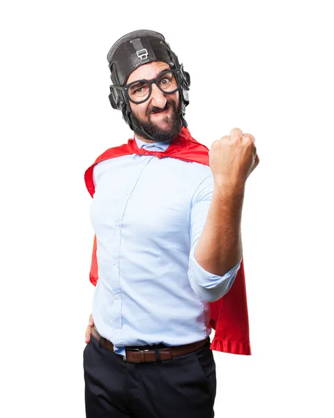 Crazy hero with angry expression — Stock Photo, Image