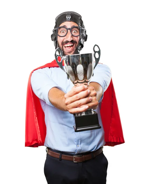 Crazy hero with sport cup — Stock Photo, Image