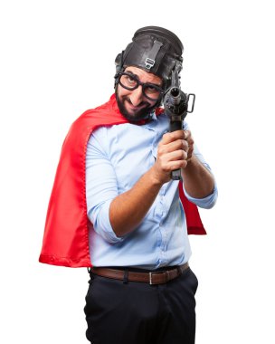 crazy hero with gun