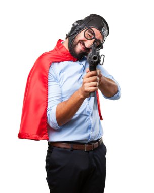 crazy hero with gun