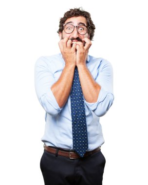 endişeli ifade ile deli iş adamı