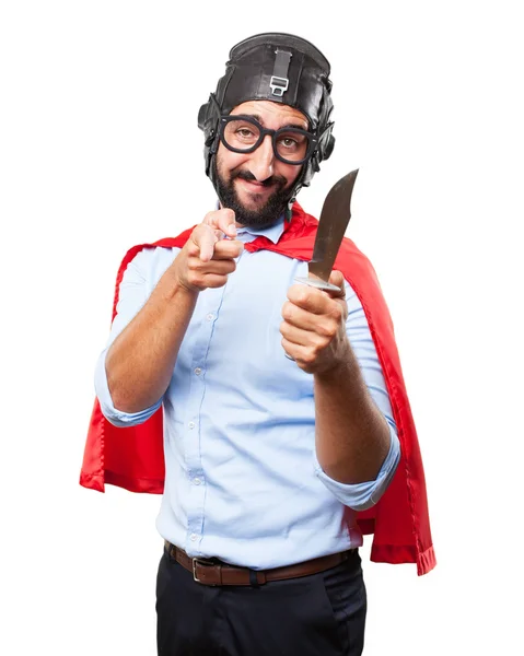 Сумасшедший герой с ножом — стоковое фото