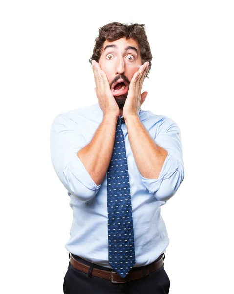 Crazy businessman with worried expression — Stock Photo, Image